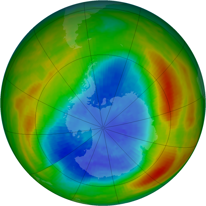 Antarctic ozone map for 17 September 1983